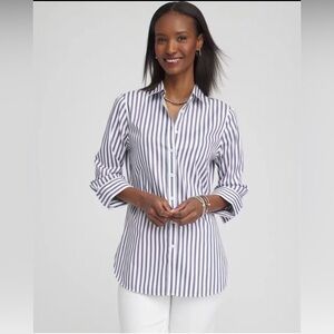 NWT Chico’s No Iron™ Striped Shirt Size 3/XL
